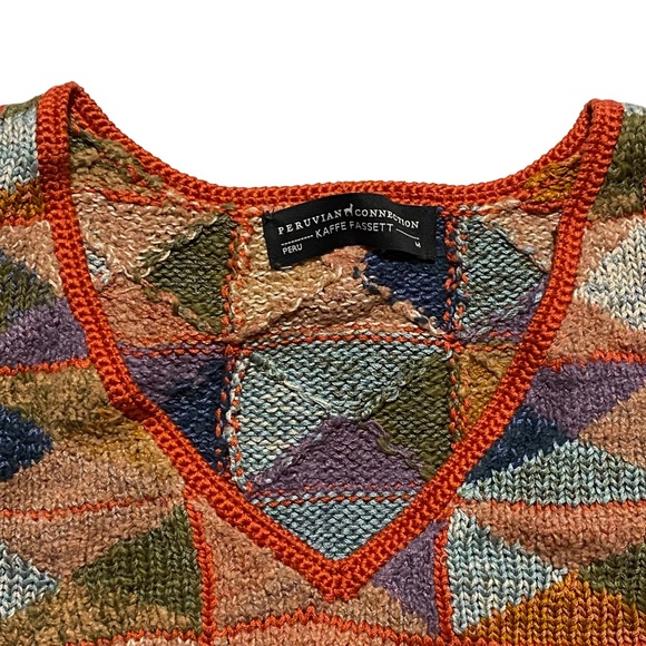 Peruvian Connection Kaffe Fassett Knit Sweater 3/4 Sleeve Pima Cotton Med - Picture 2 of 7